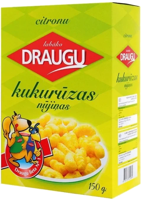 DRAUGU Søt glasert maispinner med sitron smak, 150g