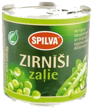 Erter hermetiske grønn i lake uten konserveringsmidler SPILVA, 400g