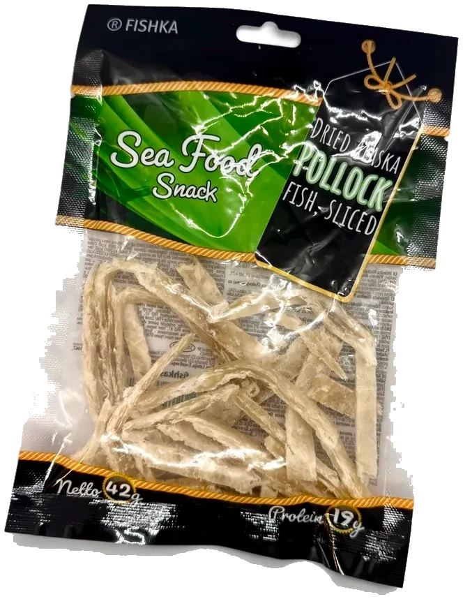 Tørket Alaska pollock fiskepinner Fishka, 42g