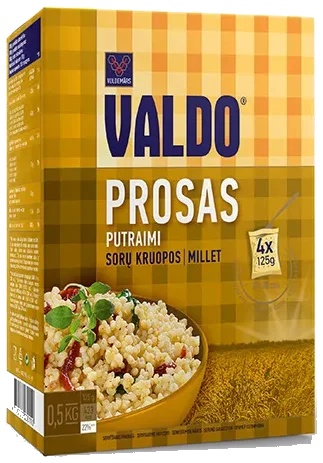 Hirse i puser Valdo, 500g (4x125g)