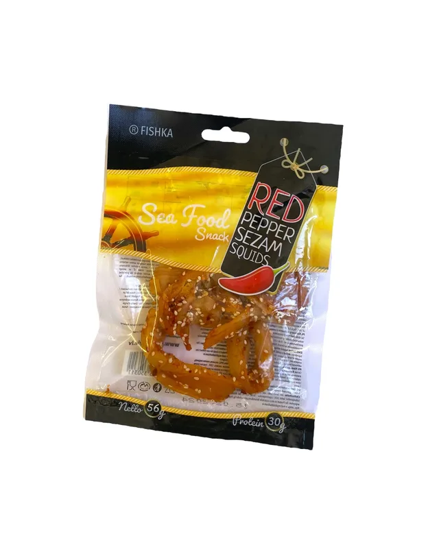 Rød pepper sesam blekksprut tørket Fishka, 56g