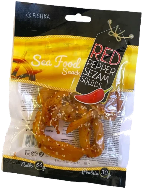 Rød pepper sesam blekksprut tørket Fishka, 56g