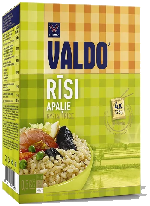 Rund ris i puser Valdo, 500g (4x125g)
