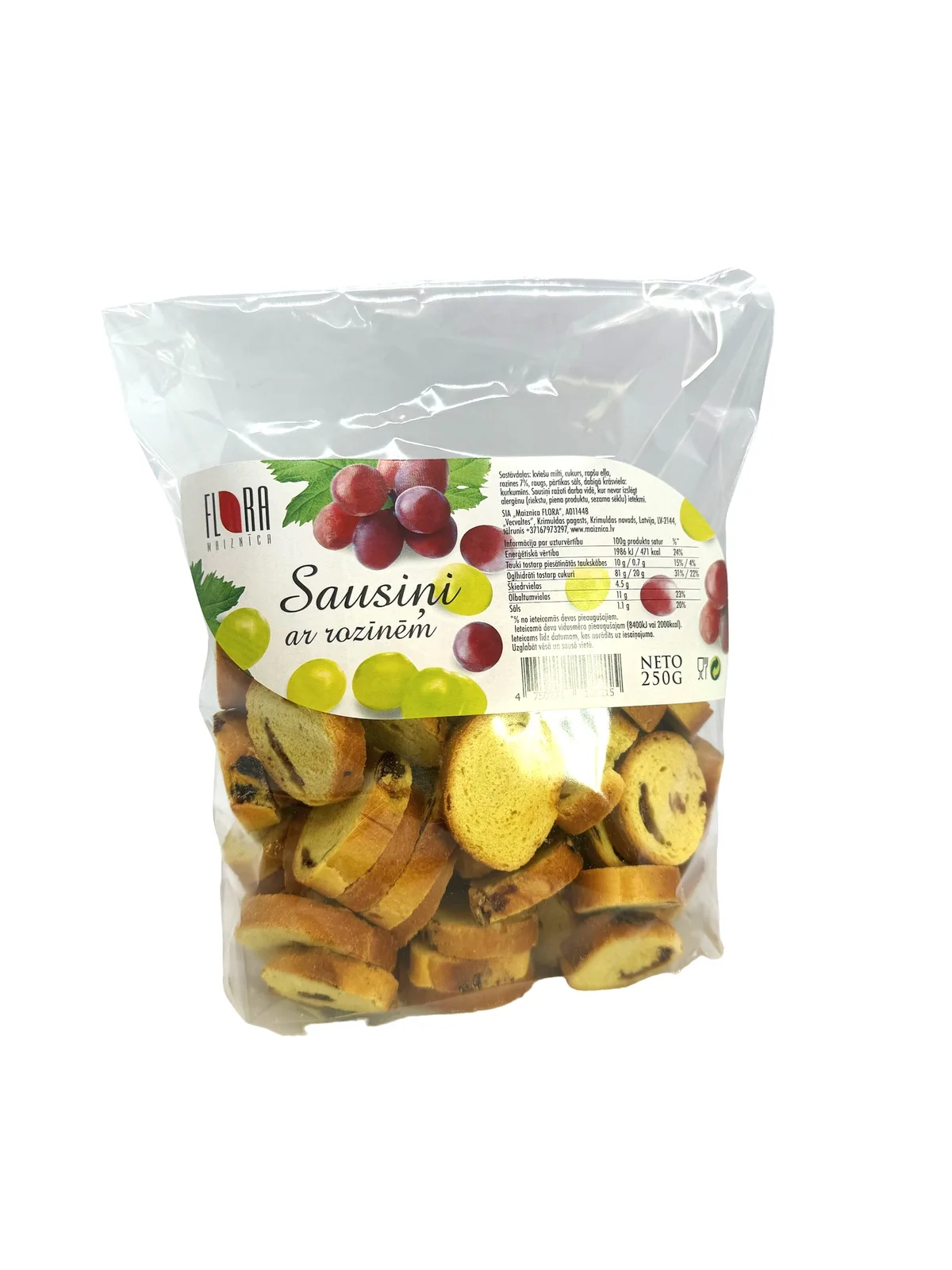 Brød kjeks med rosiner Flora, 250g
