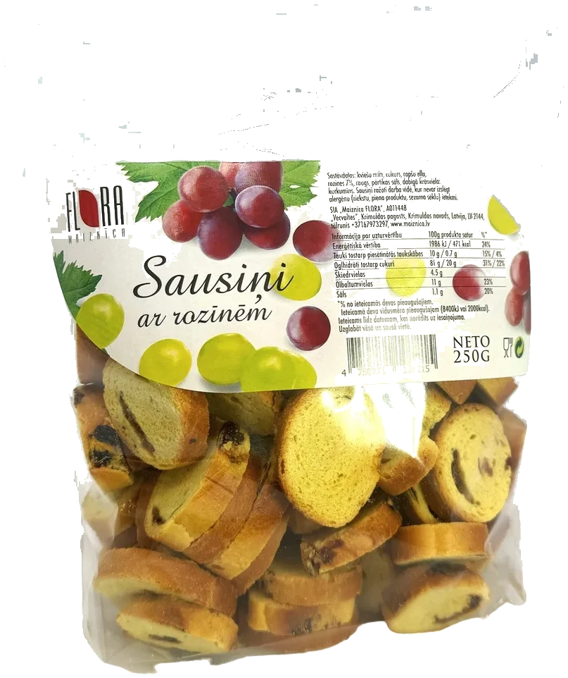 Brød kjeks med rosiner Flora, 250g