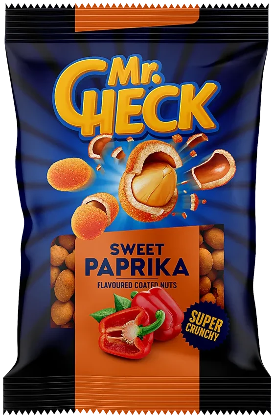 Sprø belagte peanøtter med søt paprika smak Mr.Check, 150g