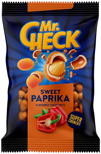 Sprø belagte peanøtter med søt paprika smak Mr.Check, 150g