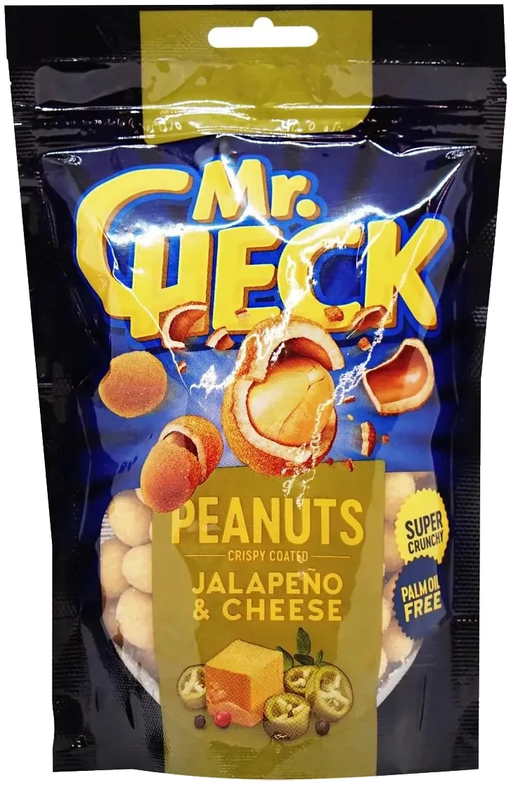 Sprø belagte peanøtter med jalapeno og ost smak Mr.Check, 150g