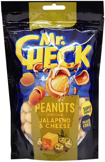 Sprø belagte peanøtter med jalapeno og ost smak Mr.Check, 150g