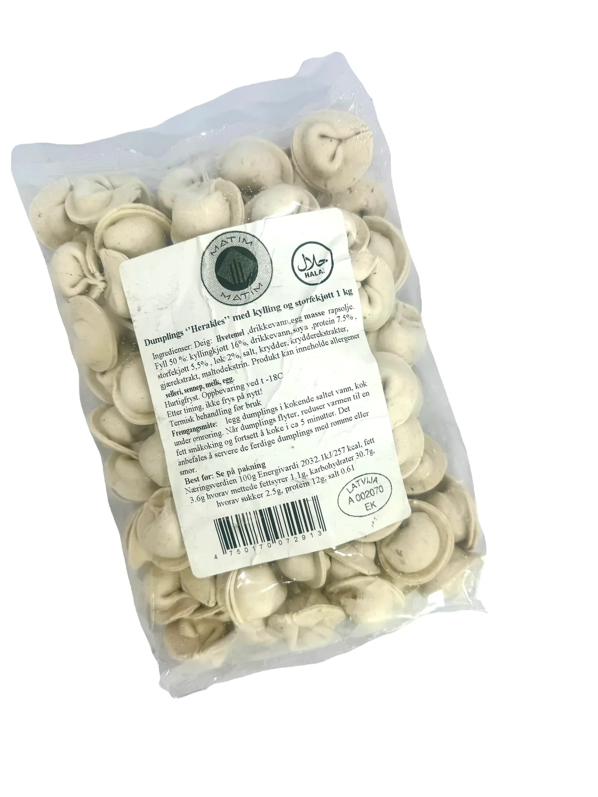 Halal Pelmeni med storfekjøtt kylling 1kg