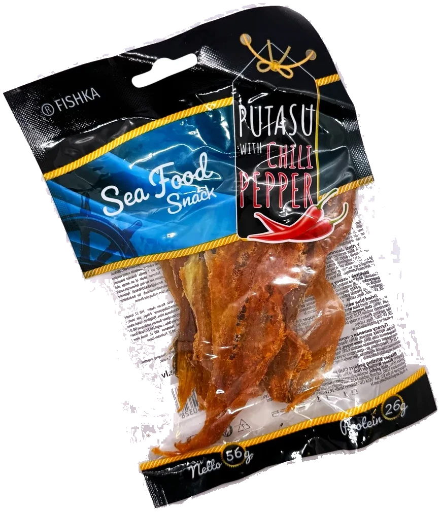 Poutassou tørket med rød pepper Fishka, 56g