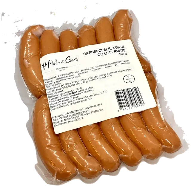 Barnepølser, kokte og lett røkte 300g