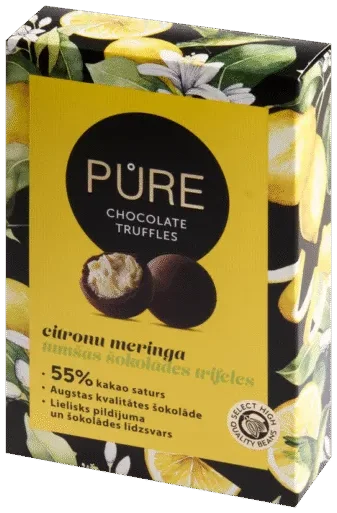 Mørk sjokoladetrøfler med sitronmarengskremfyll PURE 148g