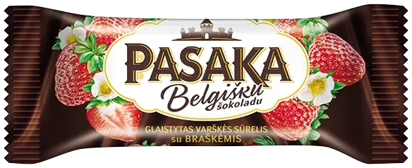 Glasert ostemasse med jordbærsmak i belgisk sjokolade PASAKA, 40g