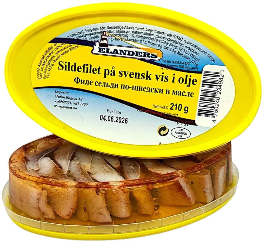 Sildefilet marrinade på svensk i olje Elanders 210g