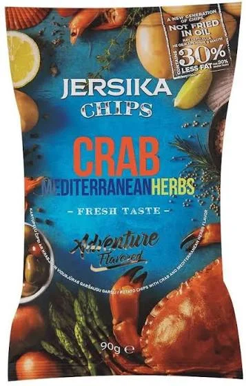 Potet chips med krabbe og sjø krydder  smak Jersika 90g