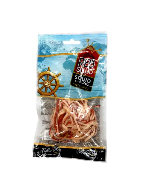 Strimlet rød blekksprut saltet og tørket Fishka 36g