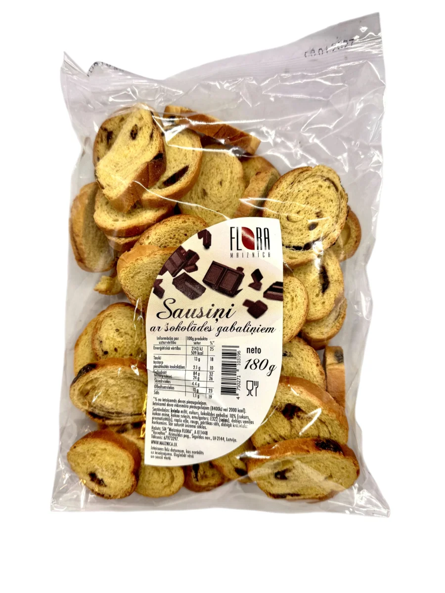 Brød kjeks med sjokolade biter Flora 180g